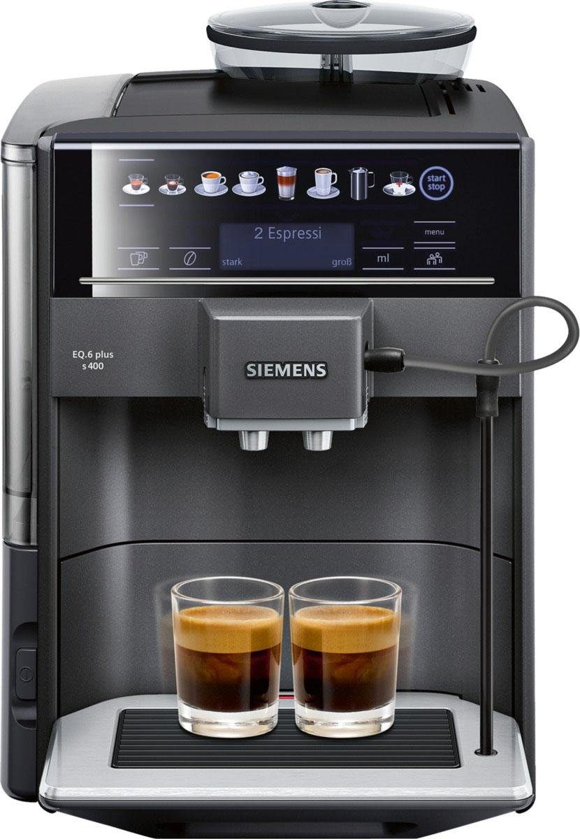 Kaffeevollautomat EQ6 plus s400 TE654509DE, Doppeltassenfunktion, Keramikmahlwerk, viele Kaffeespezialitäten, automatische Dampfreinigung, saphirschwarz