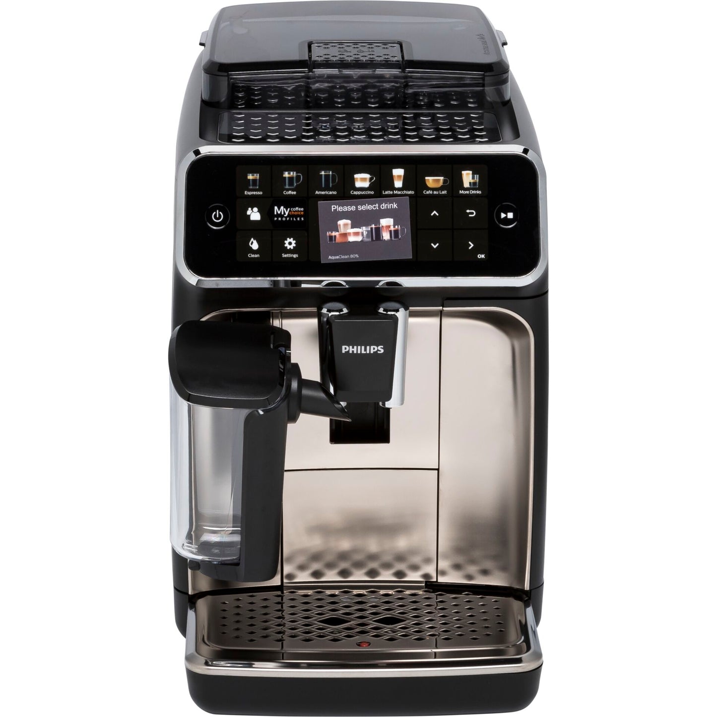 Kaffeevollautomat 5400 Series EP5447/90 Automatische Kaffeemaschine 12 Kaffeespezialitäten und 4 Benutzerprofilen, mit Milchaufschäumer, LatteGo Milchsystem, Touchdisplay- 15 bar - Schwarz