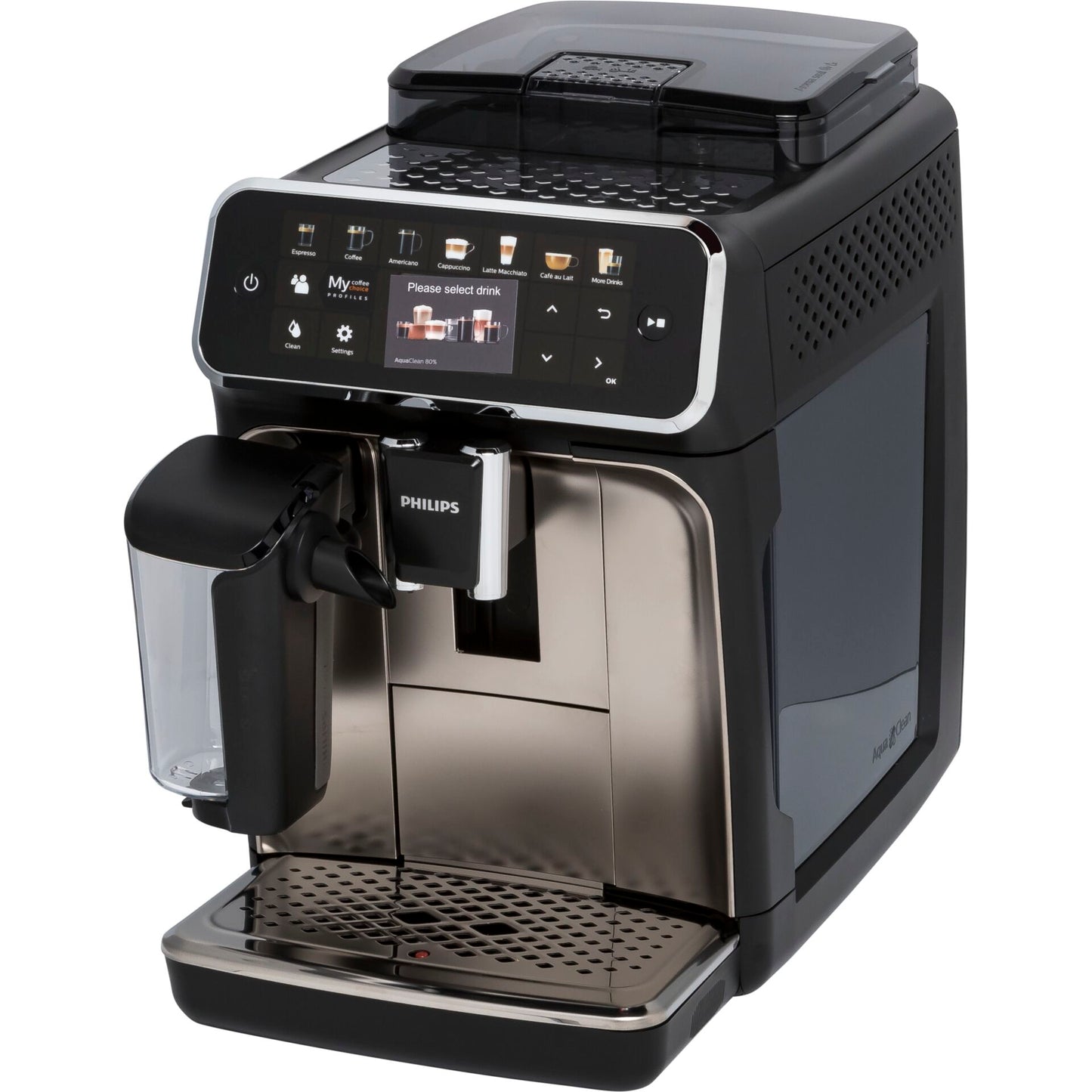 Kaffeevollautomat 5400 Series EP5447/90 Automatische Kaffeemaschine 12 Kaffeespezialitäten und 4 Benutzerprofilen, mit Milchaufschäumer, LatteGo Milchsystem, Touchdisplay- 15 bar - Schwarz