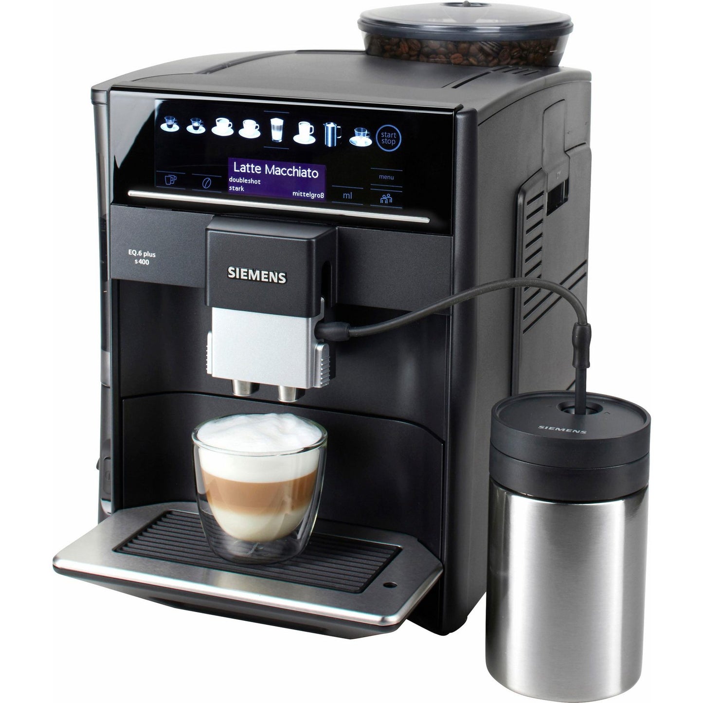 Kaffeevollautomat EQ6 plus s400 TE654509DE, Doppeltassenfunktion, Keramikmahlwerk, viele Kaffeespezialitäten, automatische Dampfreinigung, saphirschwarz